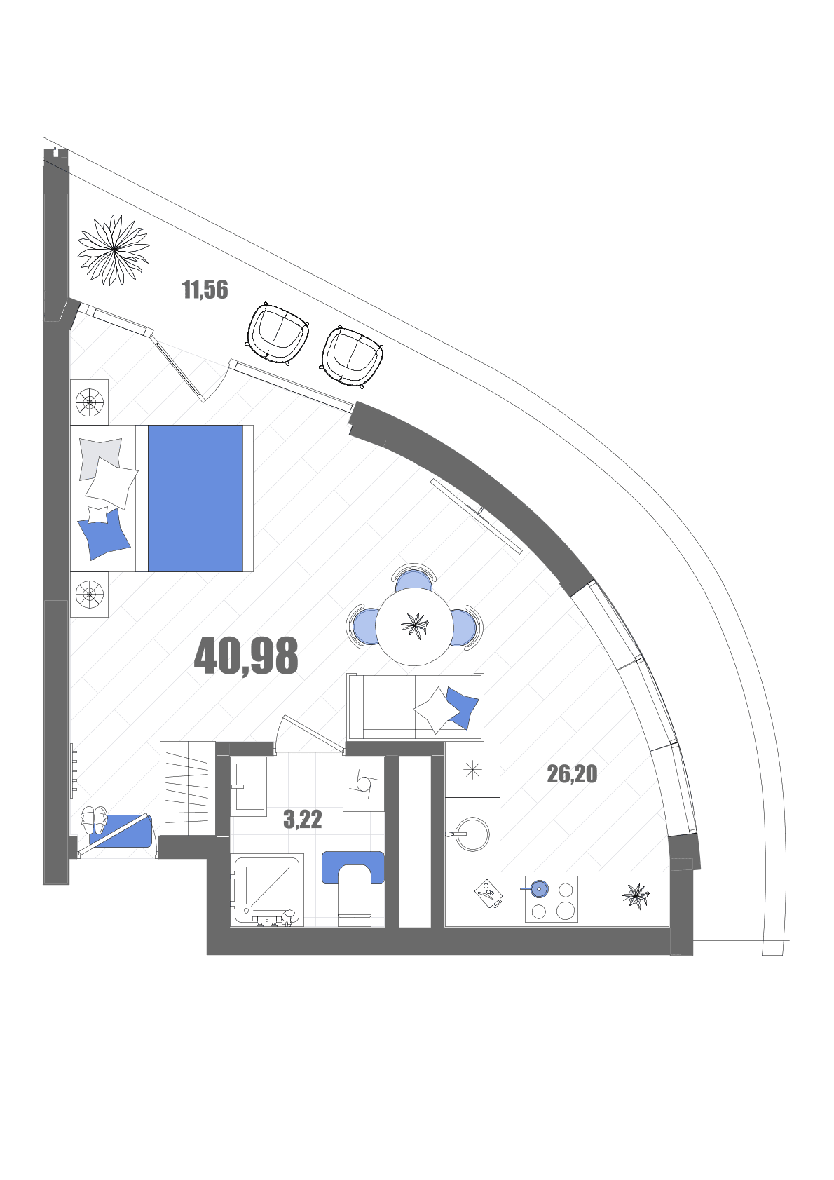 Студия, 40.98 м² · Мойнако Резорт