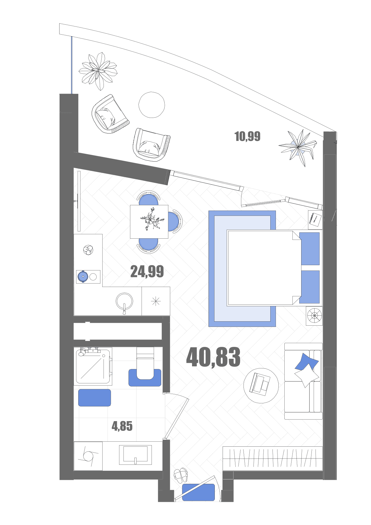 Студия, 40.83 м² · Мойнако Резорт