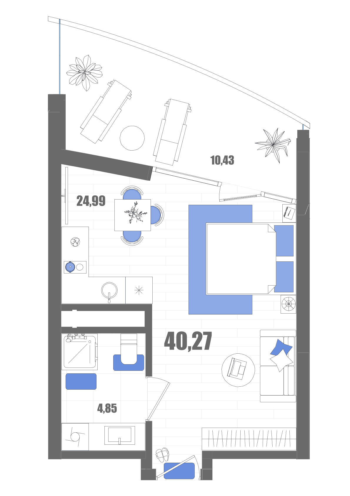 Студия, 40.27 м² · Мойнако Резорт