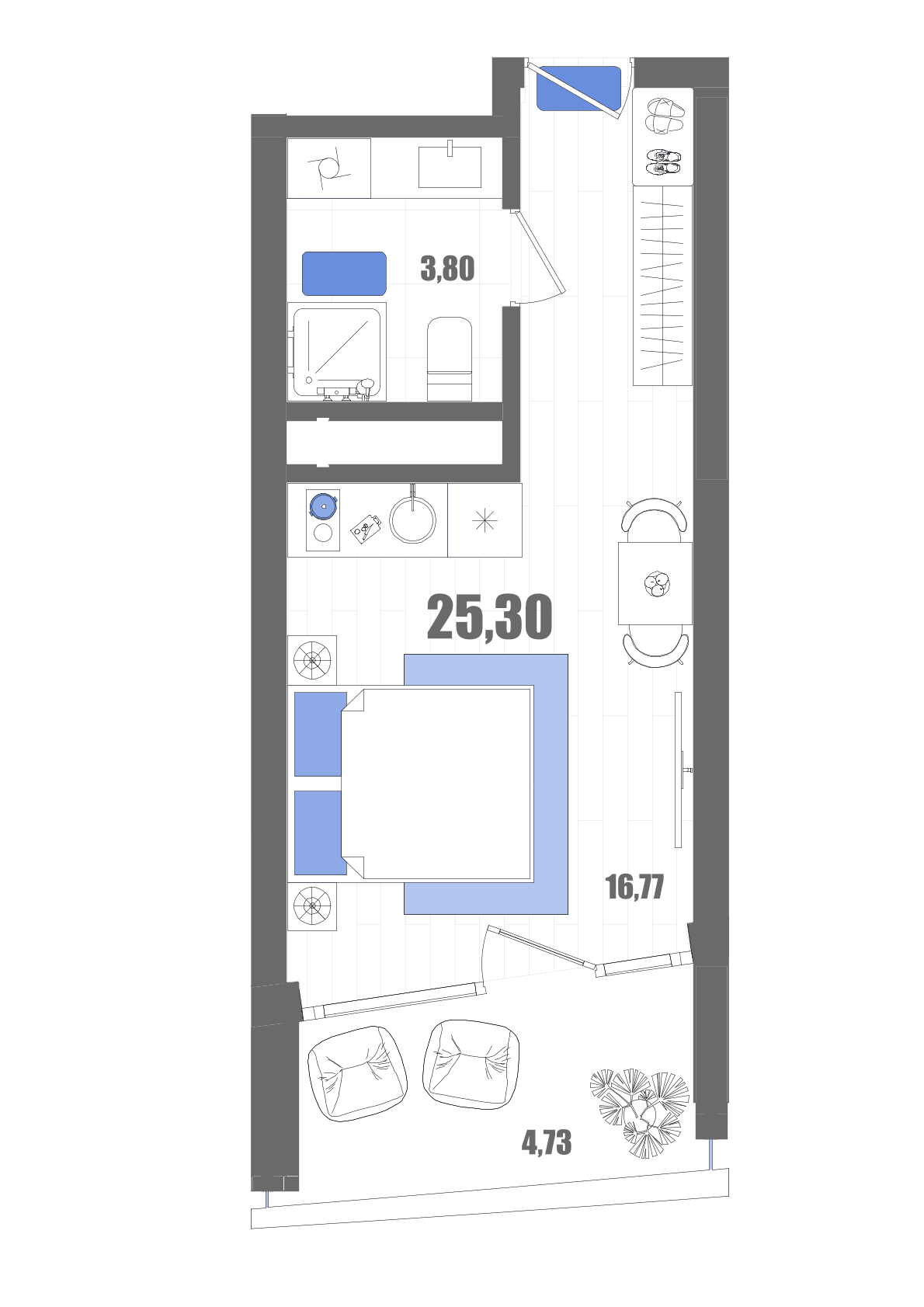 Студия, 25.3 м² · Мойнако Резорт