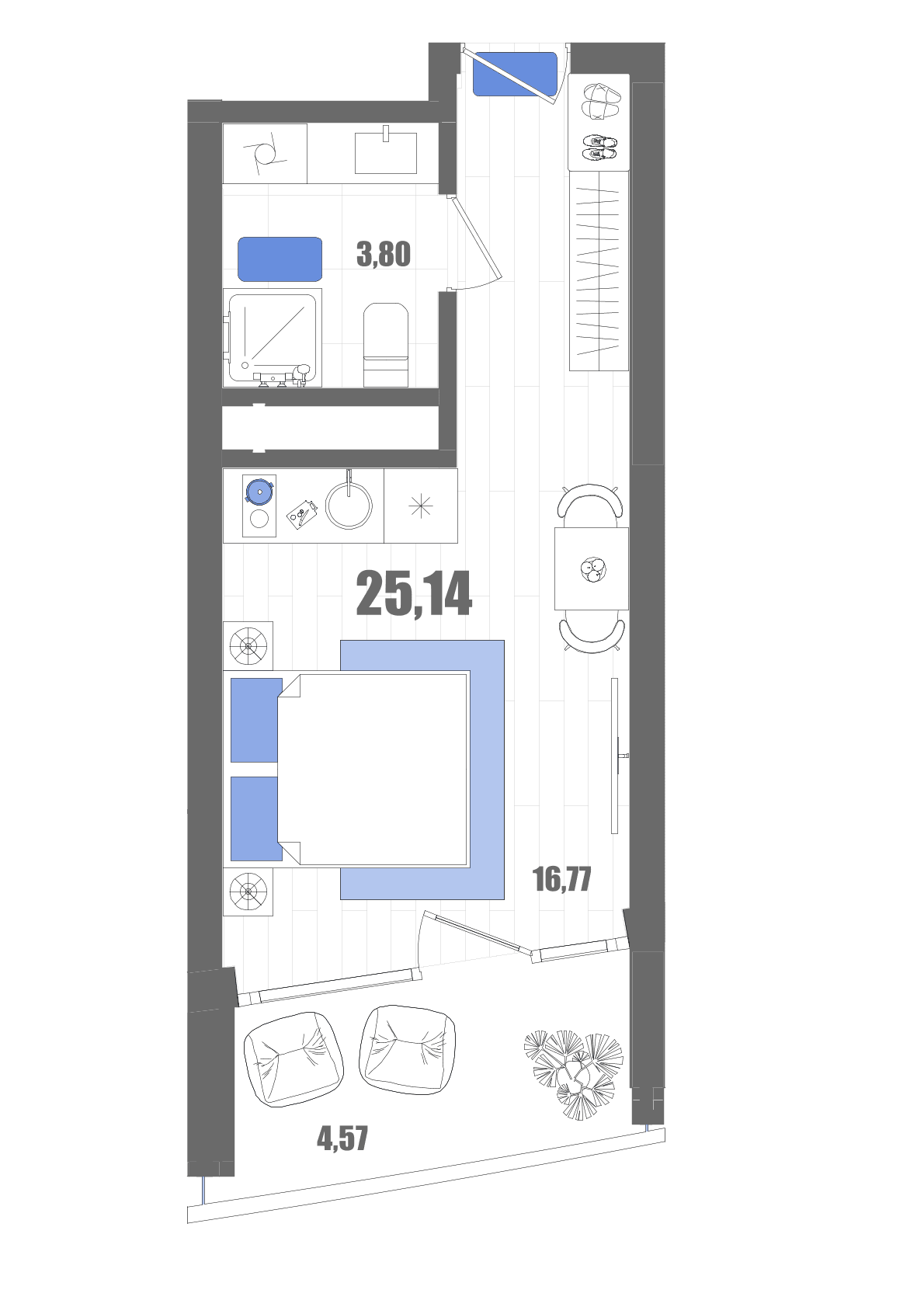 Студия, 25.14 м² · Мойнако Резорт