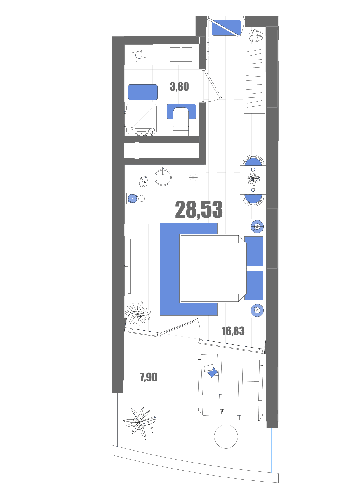 Студия, 28.53 м² · Мойнако Резорт