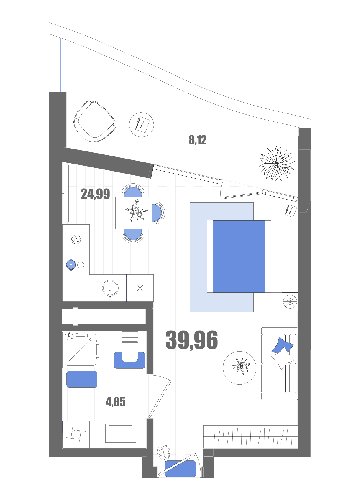 Студия, 37.96 м² · Мойнако Резорт