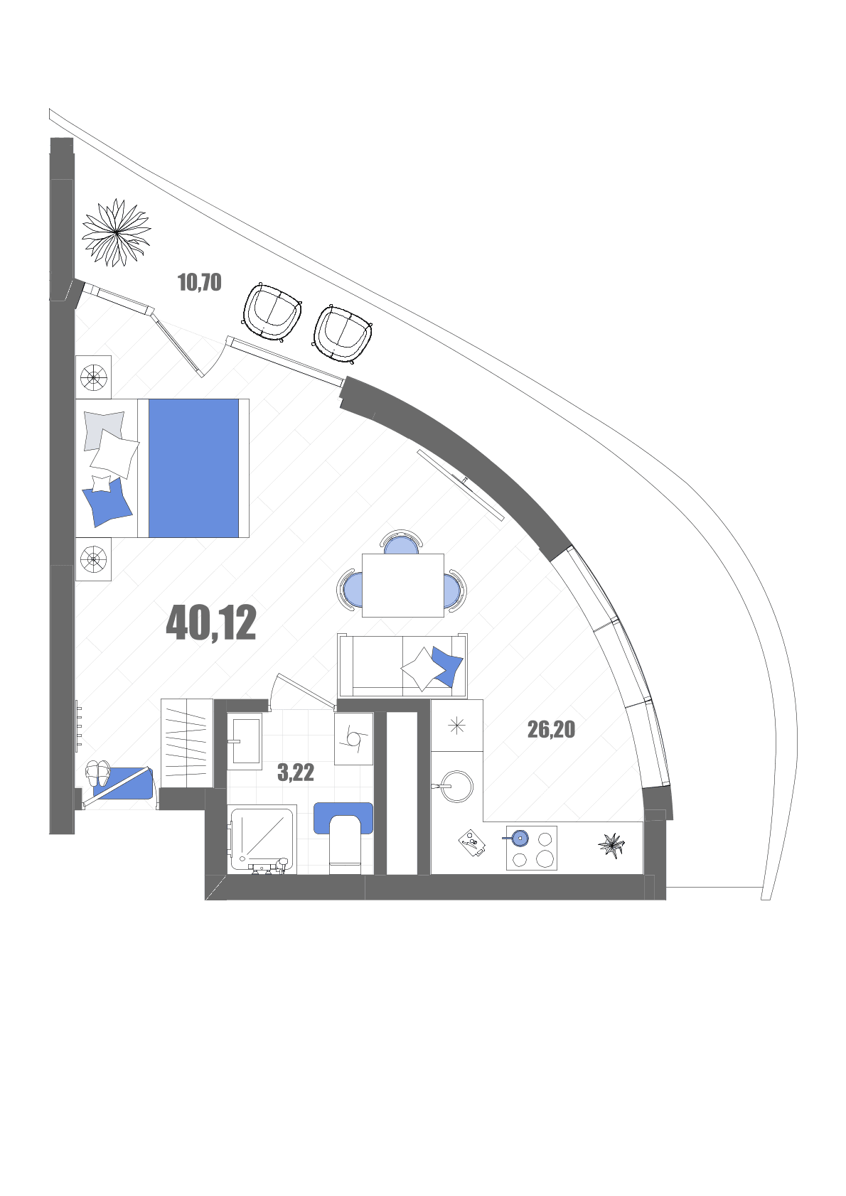 Студия, 40.12 м² · Мойнако Резорт