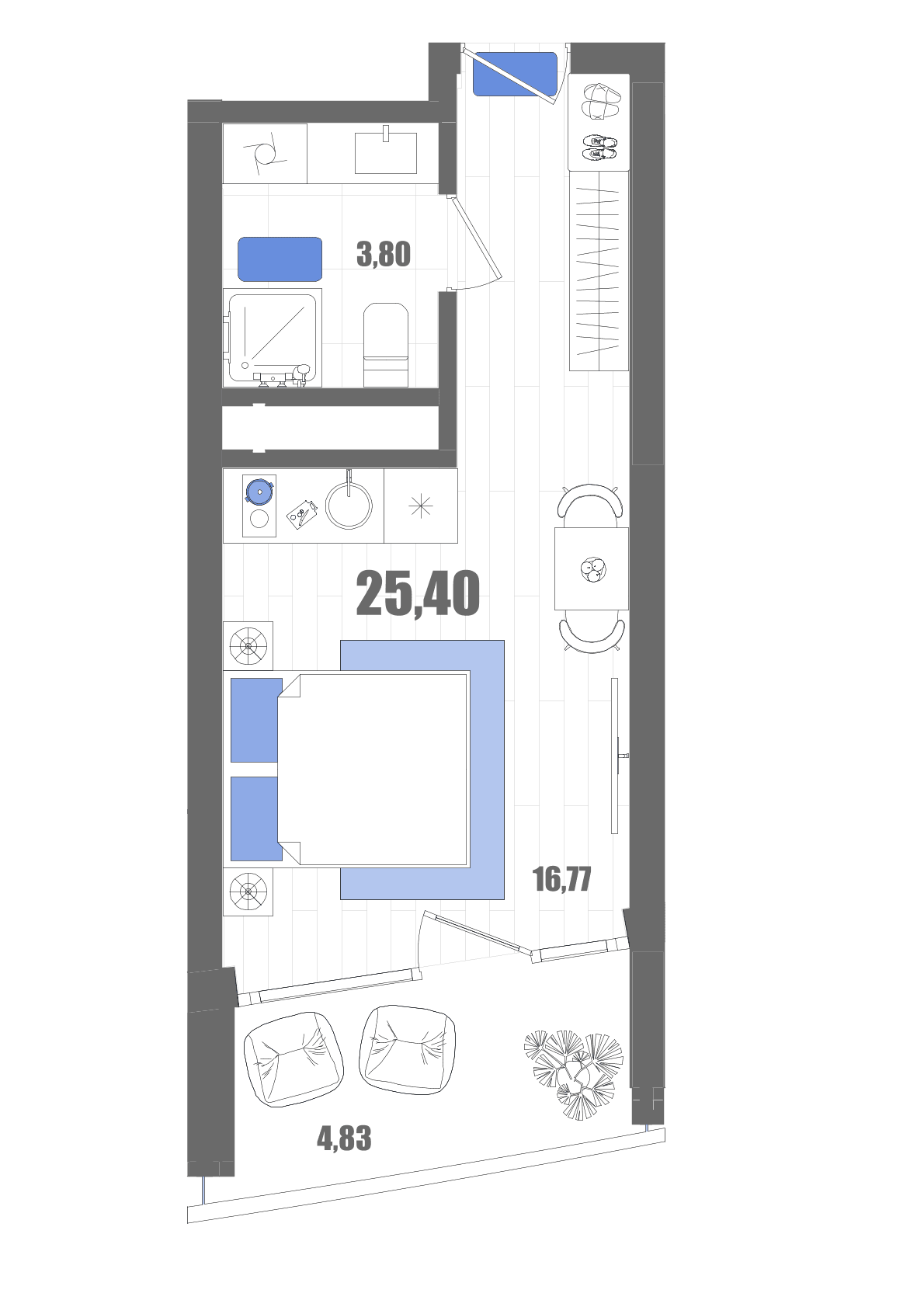 Студия, 25.4 м² · Мойнако Резорт