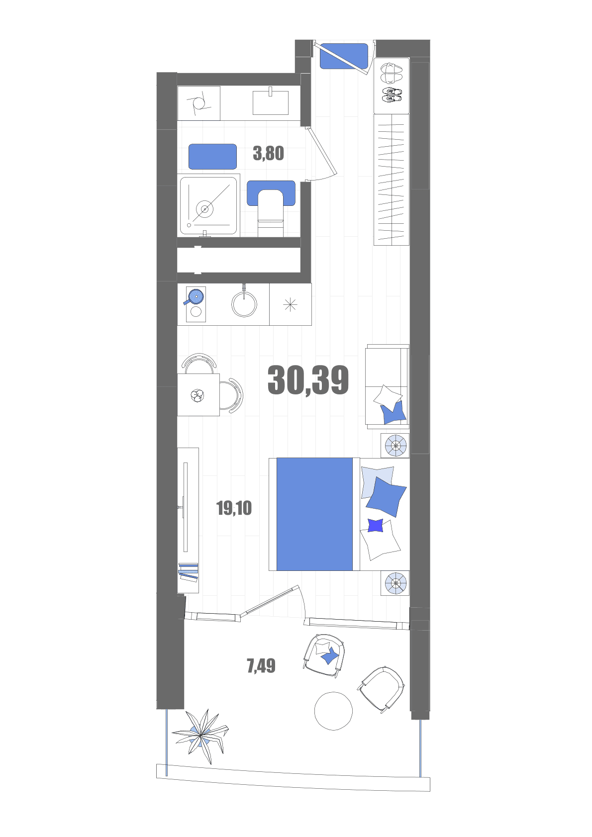 Студия, 30.39 м² · Мойнако Резорт
