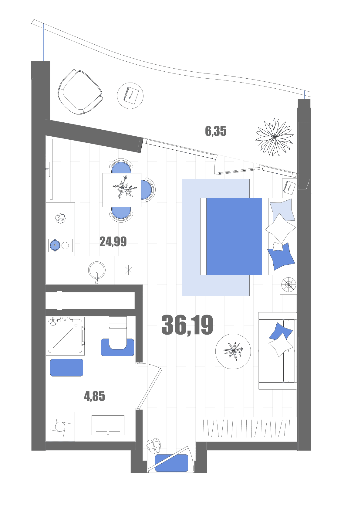 Студия, 36.19 м² · Мойнако Резорт
