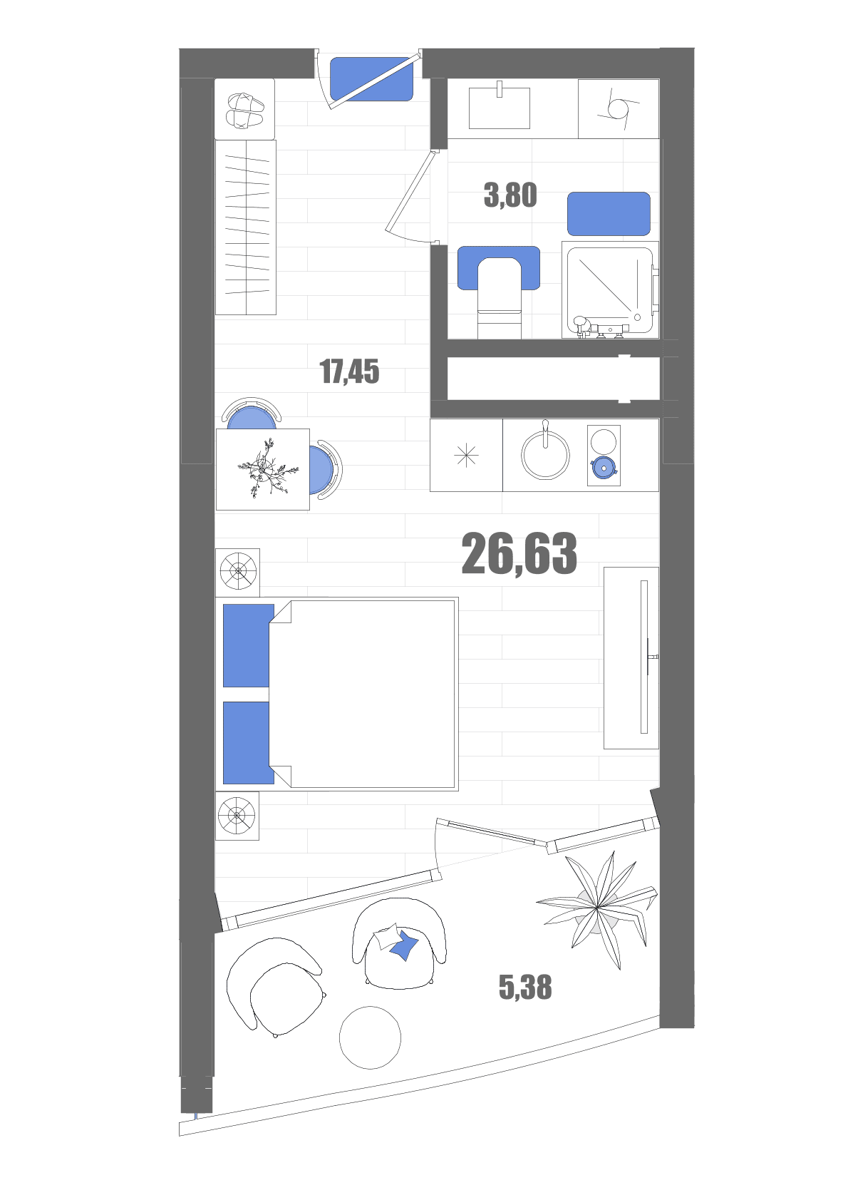 Студия, 26.63 м² · Мойнако Резорт