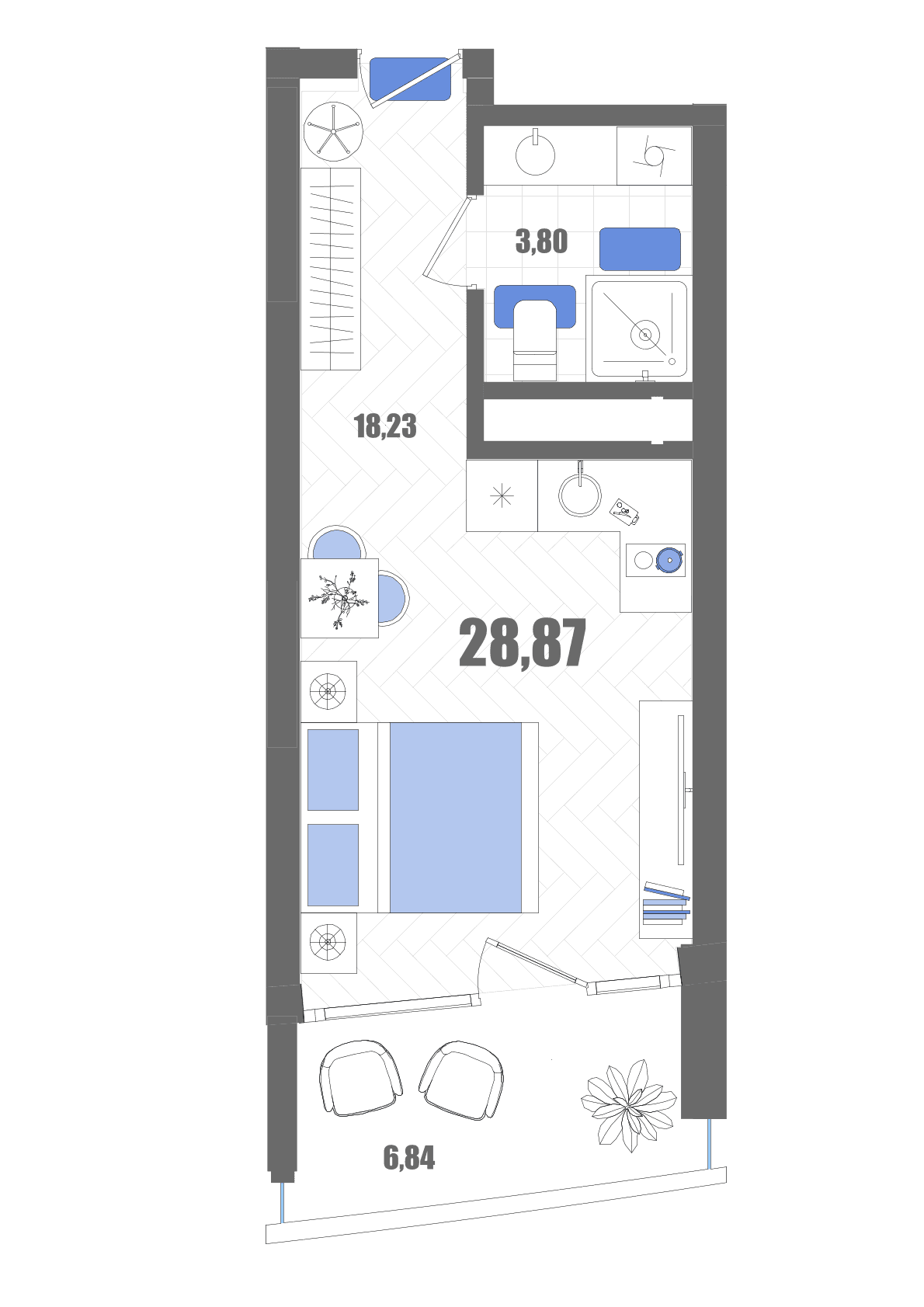 Студия, 28.87 м² · Мойнако Резорт