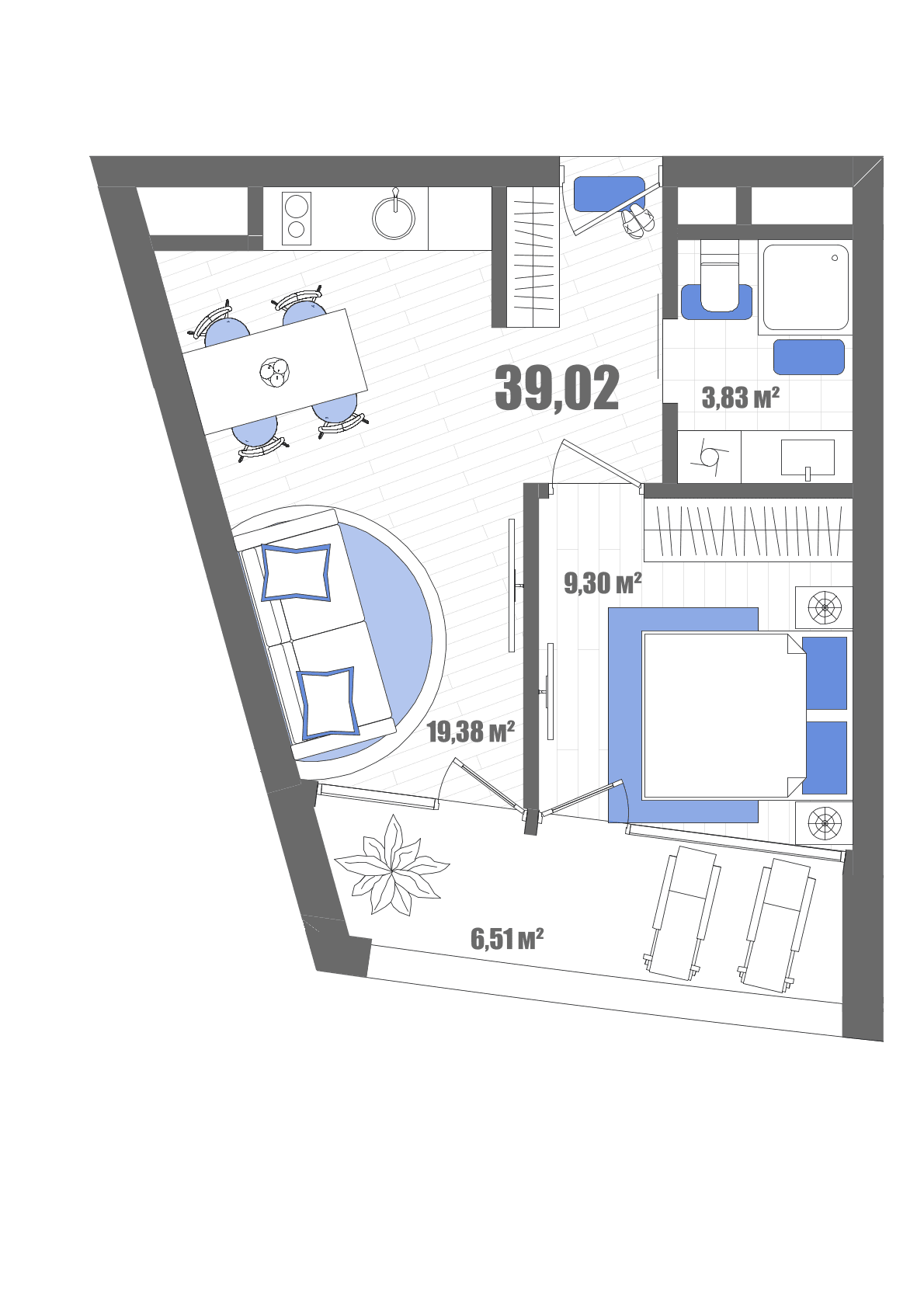 1-к, 39.02 м² · Мойнако Резорт