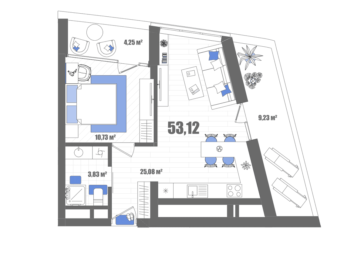 1-к, 53.12 м² · Мойнако Резорт