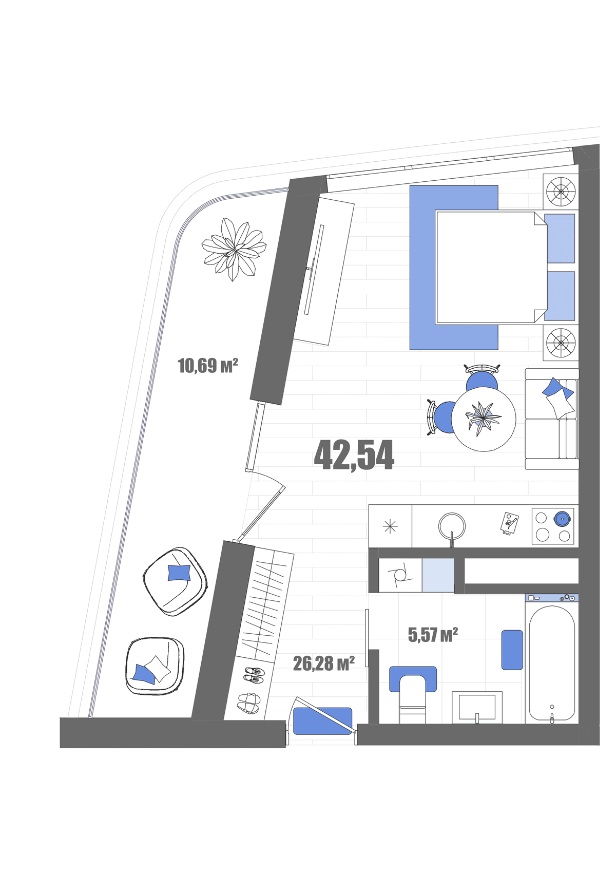 Студия, 42.54 м² · Мойнако Резорт