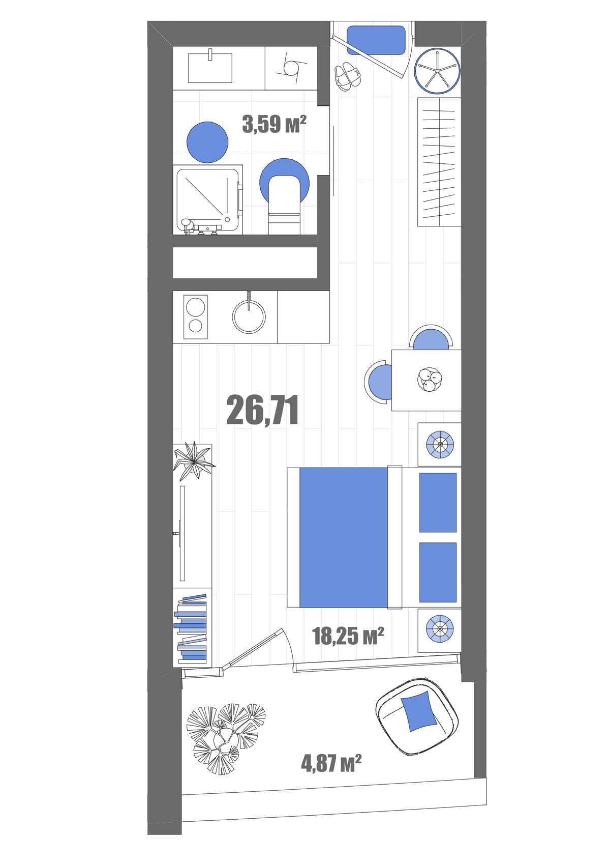Студия, 26.71 м² · Мойнако Резорт