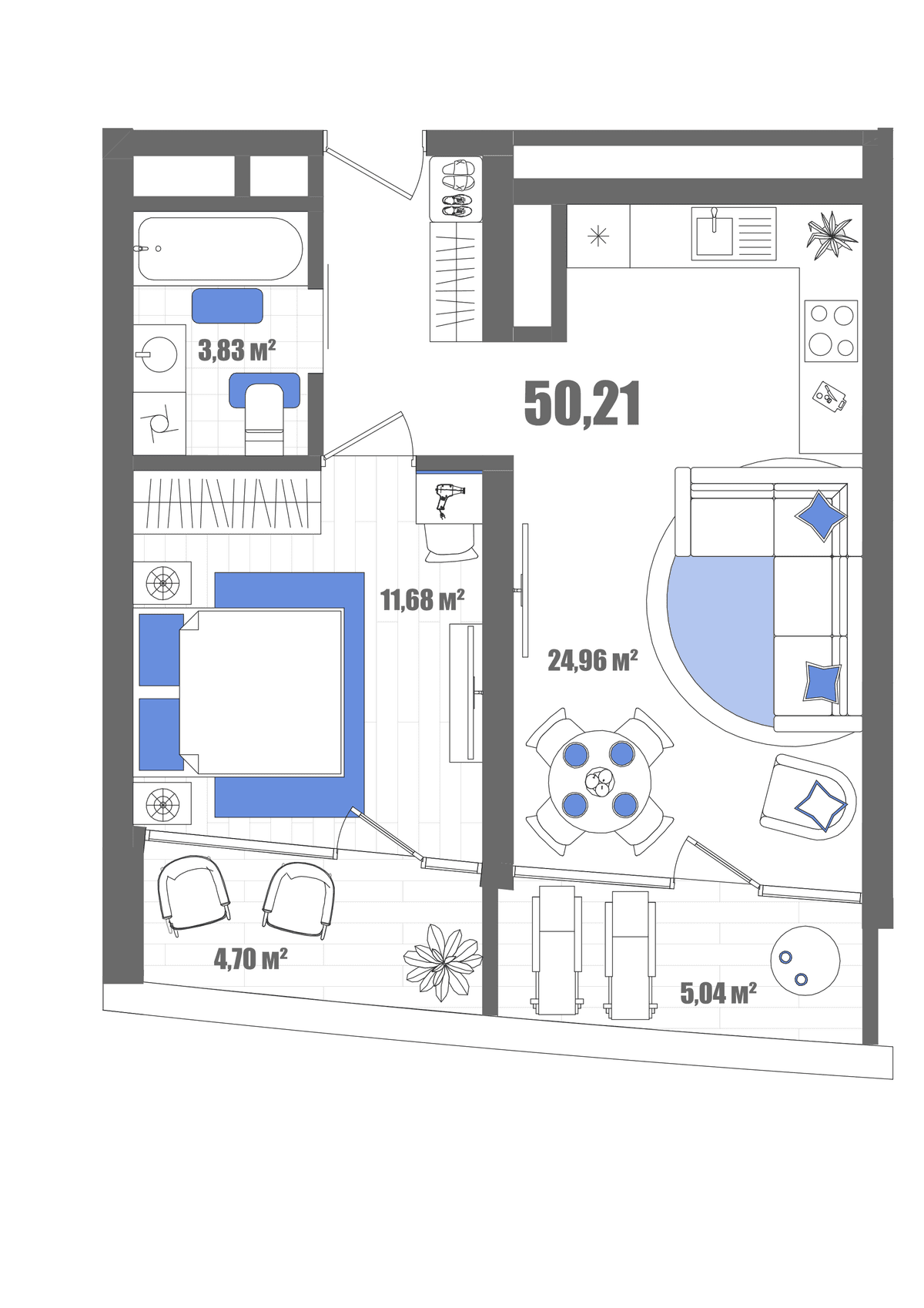 1-к, 50.21 м² · Мойнако Резорт