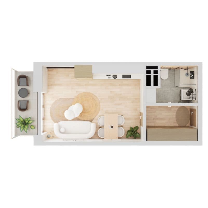 Студия, 39.8 м² · Юсуповский