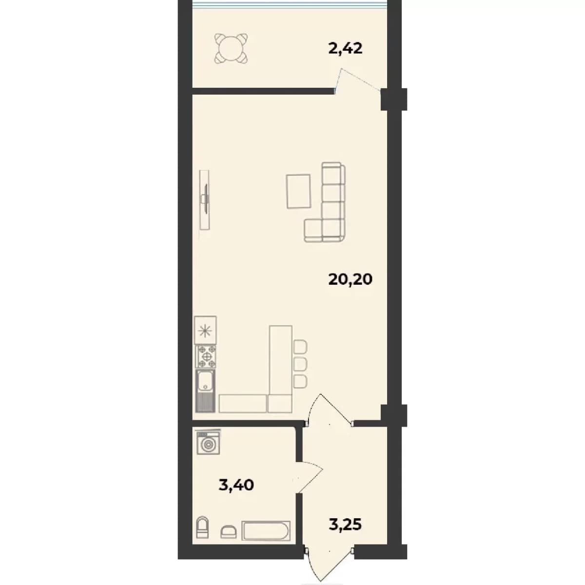 Студия 29,5 м² в ЖК «Аквамарин Парк», Севастополь