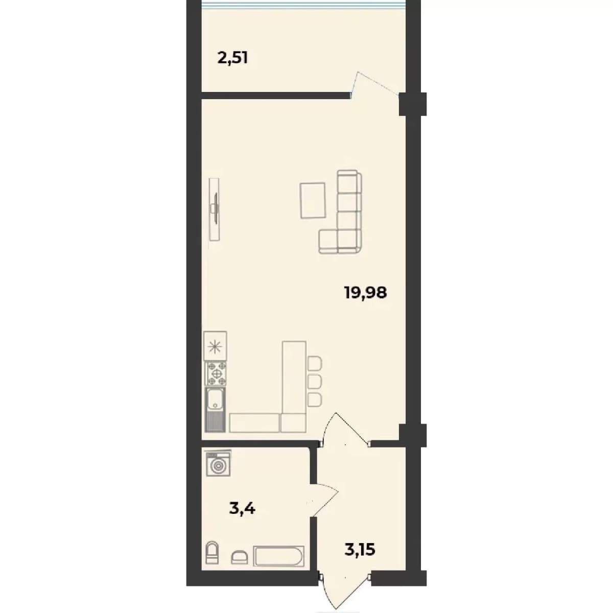 Студия 29,2 м² в ЖК «Аквамарин Парк», Севастополь