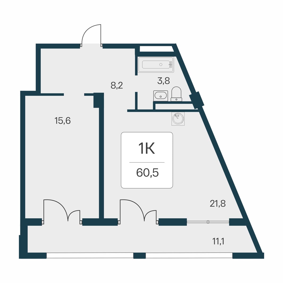 1-к, 60.5 м² · Расцветай в Массандре