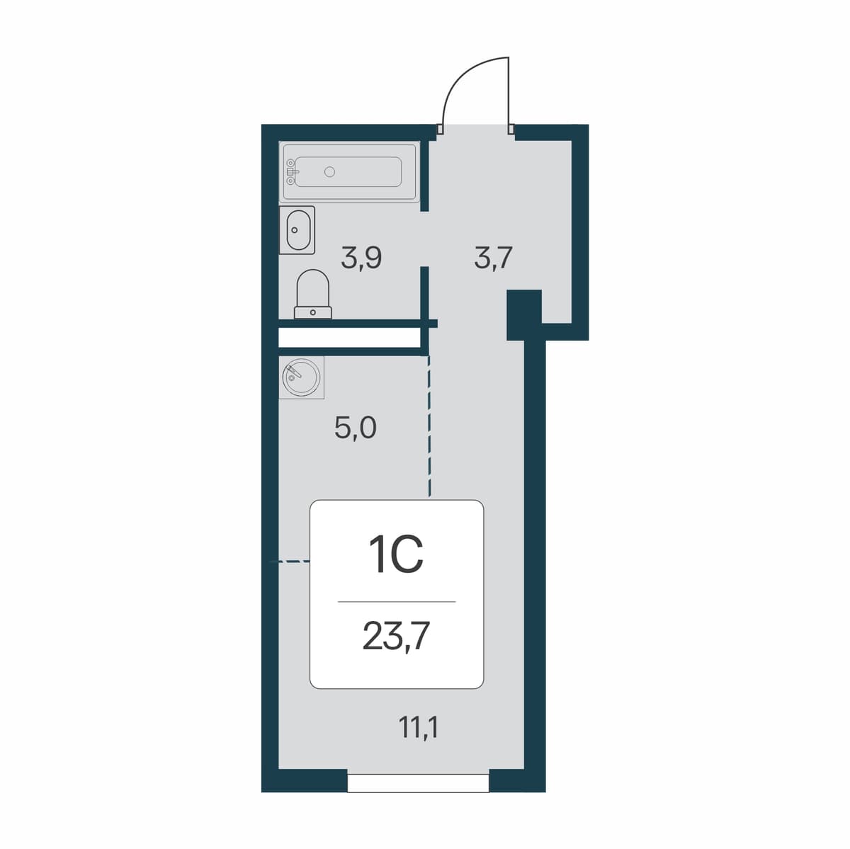 Студия, 23.7 м² · Расцветай в Массандре