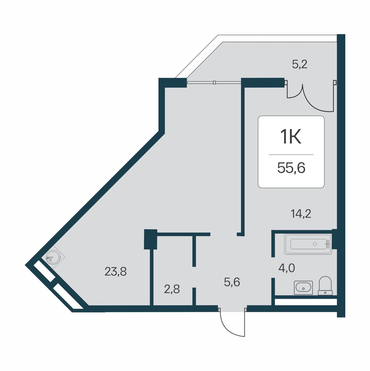 1-к, 55.6 м² · Расцветай в Массандре