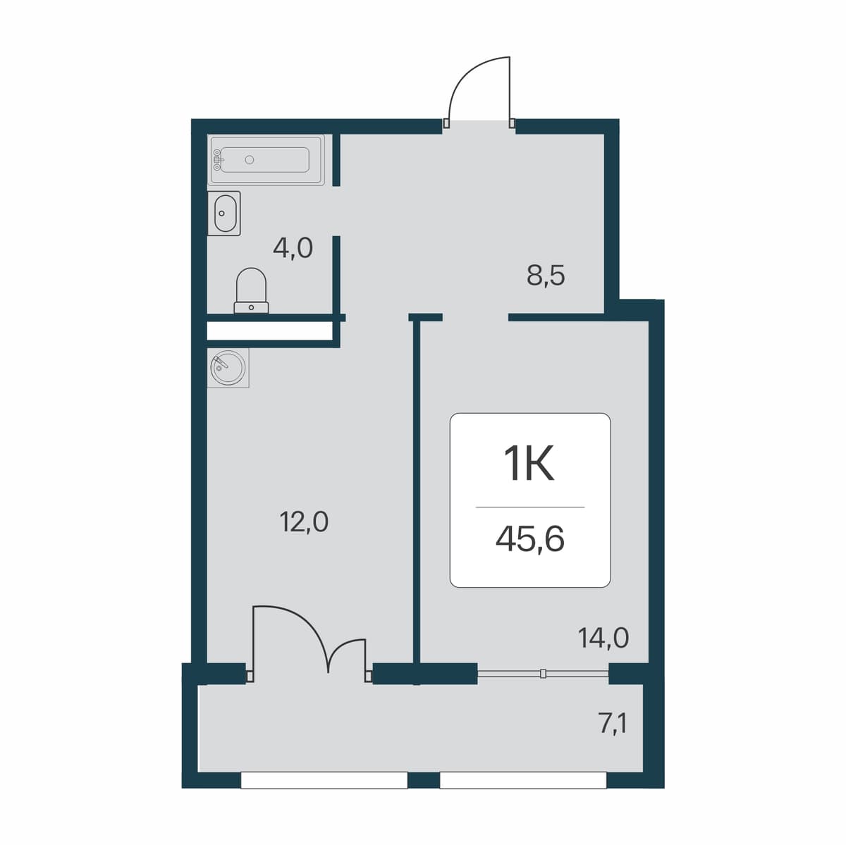 1-к, 45.6 м² · Расцветай в Массандре