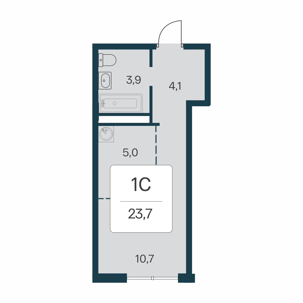 Студия, 23.7 м² · Расцветай в Массандре