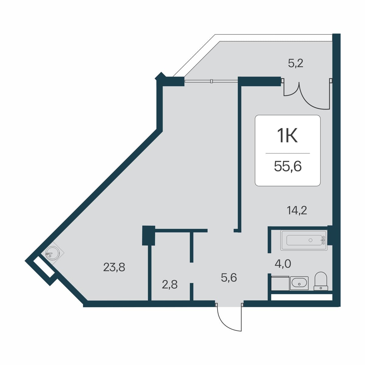 1-к, 55.6 м² · Расцветай в Массандре