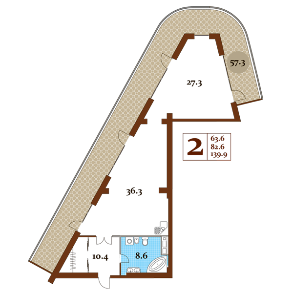 2-к, 139.9 м² · Царский Берег