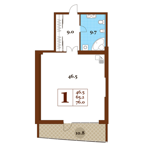1-к, 76 м² · Царский Берег